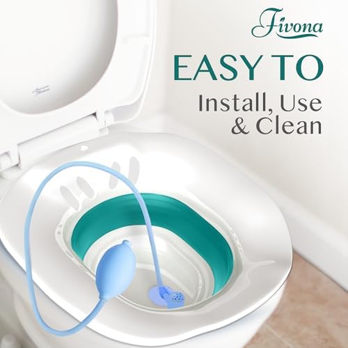 Sitz Bath for Hemorrhoids Soak and Postpartum Care | Toilet Seat | Bartholin Cyst Tub | at Home Soaking Procedures for Man and Detox Vaginal Steaming for Women with Massage Hand Flusher