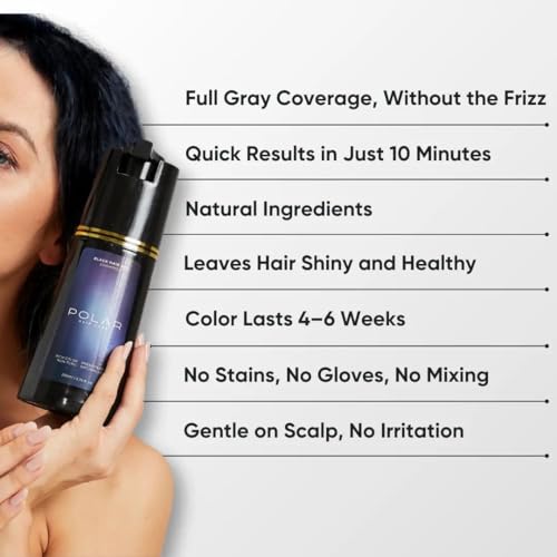 Polar Haircare - Hair Dye Shampoo Dark Brown for Gray Hair Shampoo Dye For Women & Men Natural Dye Kit - Long Lasting Hair Dye Product - Vegan Hair Color 6.76 Fl Oz Shampoo Dye Hair Color Dark Brown