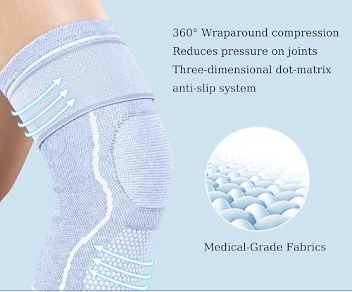 Compression Knee Sleeve for Men Women - Bamboo Charcoal Knee Brace for Sport Running (Gray, X-Large)