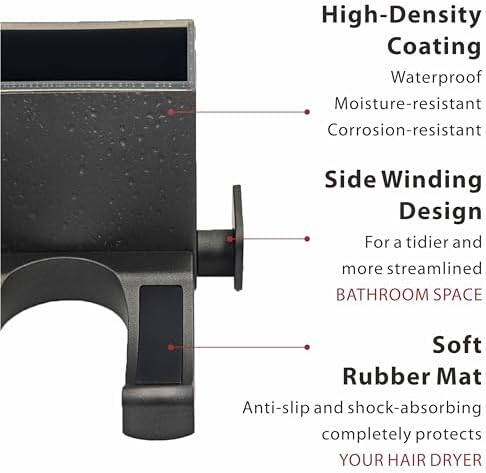 Hair Dryer Holder Wall Mounted, Bathroom Space-Saving Blow Dryer Organizer, Self Adhesive Magnesium Aluminum Alloy Compatible for Dyson Hair Dryer Wall Mounted