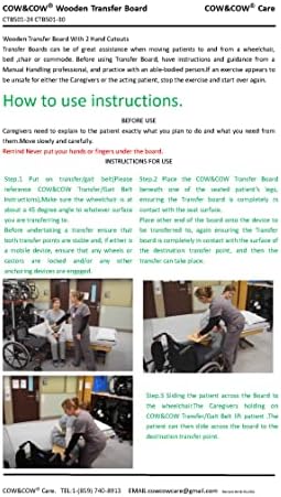 COW&COW 24" Wooden Transfer Board and 60" Belt Kit for Patient, Senior and Handicap Move Assist and Slide (24Inch)