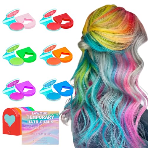 Temporary Hair Chalk for Girls 6 Color,Glow in UV Light Neon Hair Chalk Washable Blacklight Reactive Hair Dye Color UV Makeup for Halloween Cosplay,Christmas Birthday Gift for Girls Age 5-12 Years Old