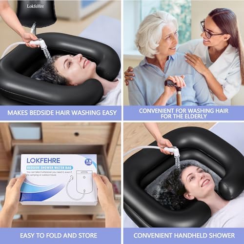 Bedside Shower Water Bag - 2.5 GL Portable Water Shower Bag For Hair Washing In Bed. Use with Inflatable Shampoo Basin, Inflatable Hair Washing Basin, Inflatable Bathtub For Elderly