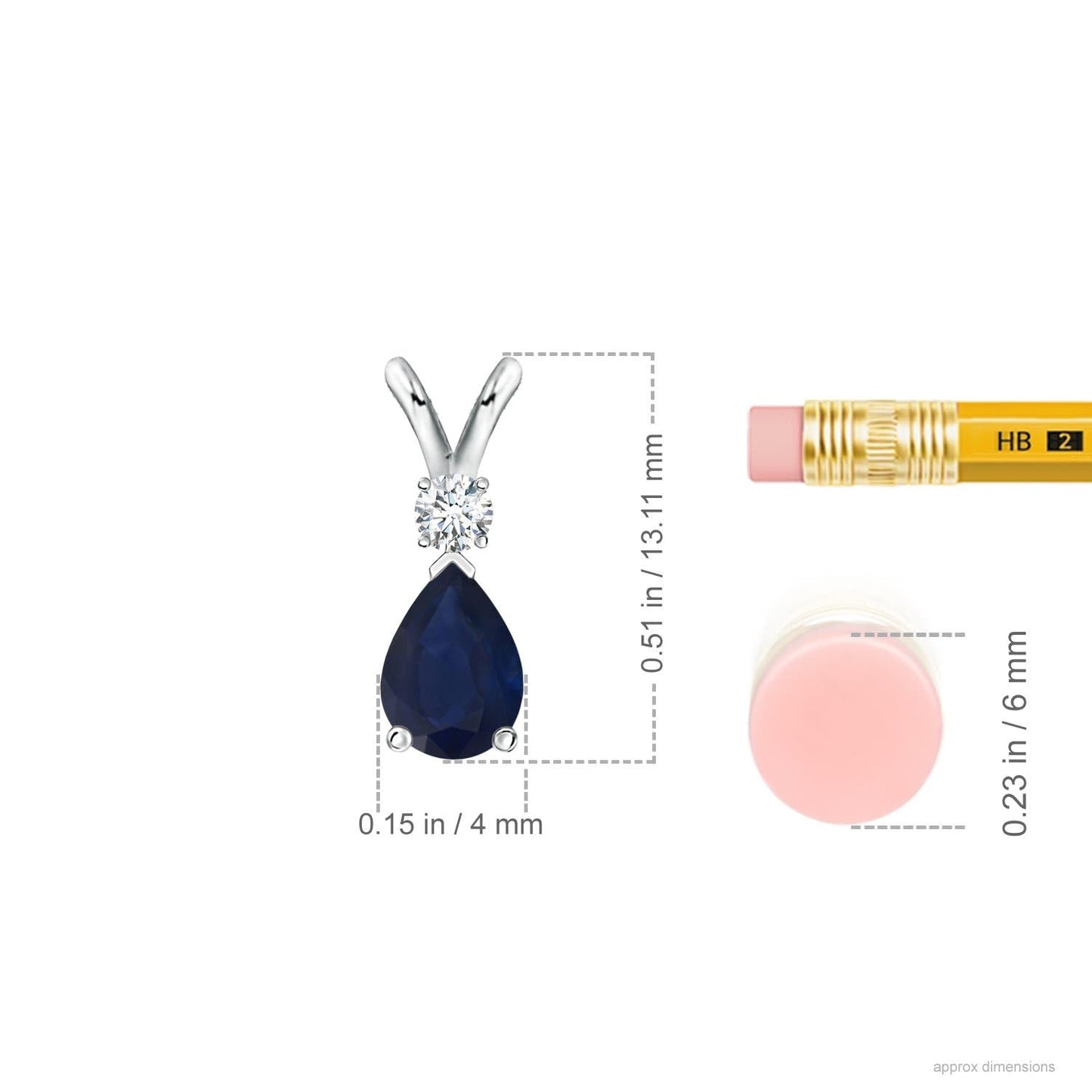 ANGARA Natural Blue Sapphire Solitaire Pendant for Women | Prong-Set Blue Sapphire Teardrop V-Bale Pendant with Diamond in Platinum | September Birthday, Anniversary, Gemstone Jewelry Gift | A | 6x4mm