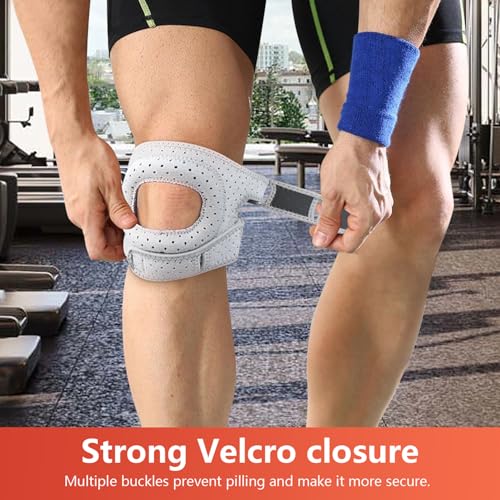 Knee Brace for Women Men,Patellar Pad Realign Knee Joint While You Move, Adjustable Tendon Support Sleeve Braces for Meniscus,Osteoarthritis, Orthopedic, Knee Support for Athletes (Gray-2 Pack)