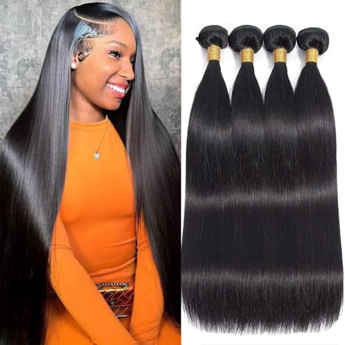 Short Straight Human Hair Bundles 10 12 14 16 Inch Human Hair Bundles 100% Unprocessed Brazilian Virgin Hair Bundles Weave Human Hair Extensions For Daily Life