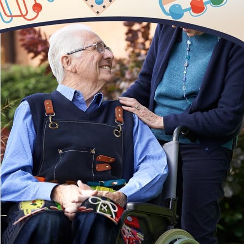 Fidget Apron for Elderly Fidget Blanket for Dementia Alzheimer's Therapy Activity Apron Anxiety Relief Toys(Dark Blue)