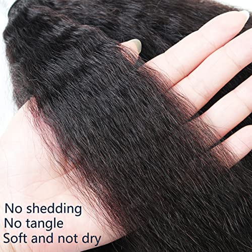 Yaki Straight Weave Human Hair Bundles Kinky Straight Remy Hair 3 Bundles 14 14 14 inch 12A Unprocessed Brazilian Virgin Hair Extensions Natural Color
