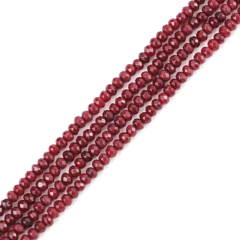 Adabele 13.5 Inch Natural Garnet Red Quartz Healing Gemstone 3mm Small Tiny Faceted Rondelle Spacer Loose Stone Beads (130-140pcs) for Jewelry Making GH2R-3