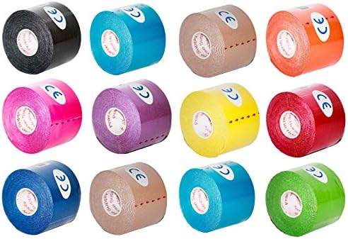 Kinesiology Tape Pro, Athletic Waterproof Muscle Support Adhesive Kinesio Sport Tape for Athletes 2 inches x 16.4 feet, 12 Rolls, Yellow
