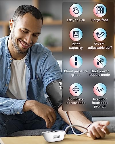 Blood Pressure Monitor-HOLFENRY Blood Pressure Monitors for Home use, Accurate Upper Arm Automatic Digital BP Machine with 9-17inches Blood Pressure Cuff and AAA Batteries