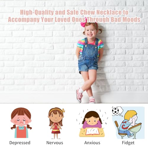 Sensory Chew Necklaces, Oral Chew Toys for ADHD Autism Anxiety, Mouth Fidgets Toys, 2 Pack- BPA Free
