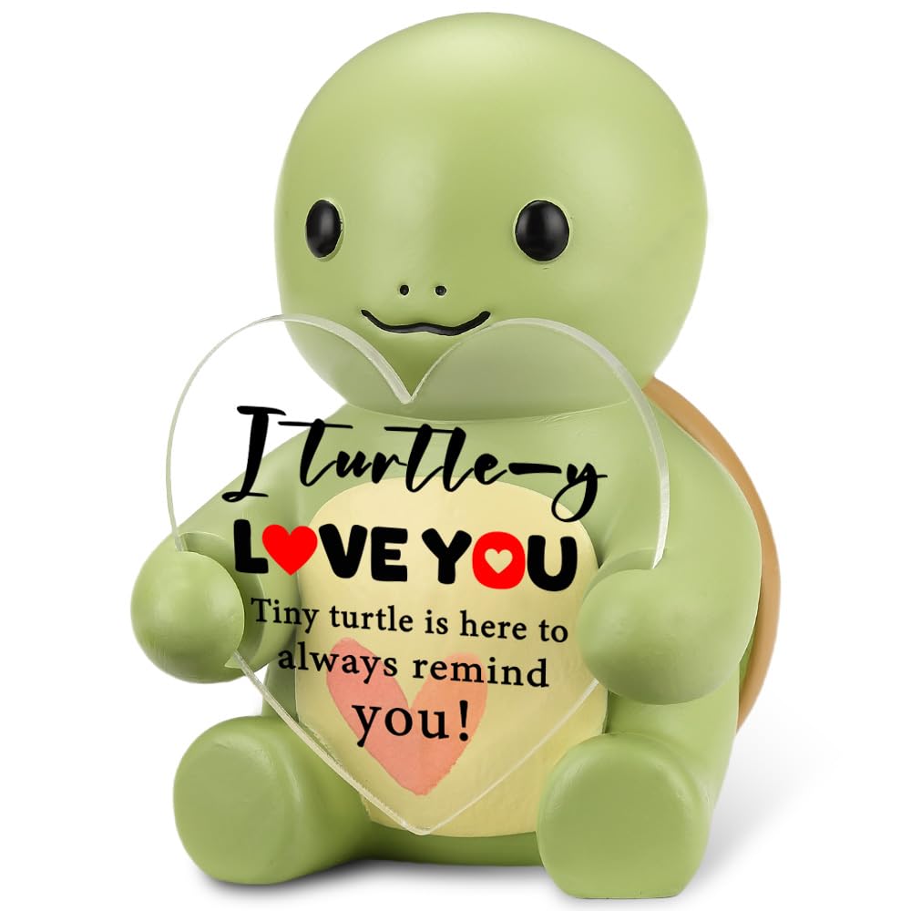 FOUGSTA Inspirational Office Decor, Cute Turtle Heart Gift for Kid, Teen, Positive Desk Decor Gifts for Women, Men, Cute Heart Turtle Decor for Home Office, XXS5