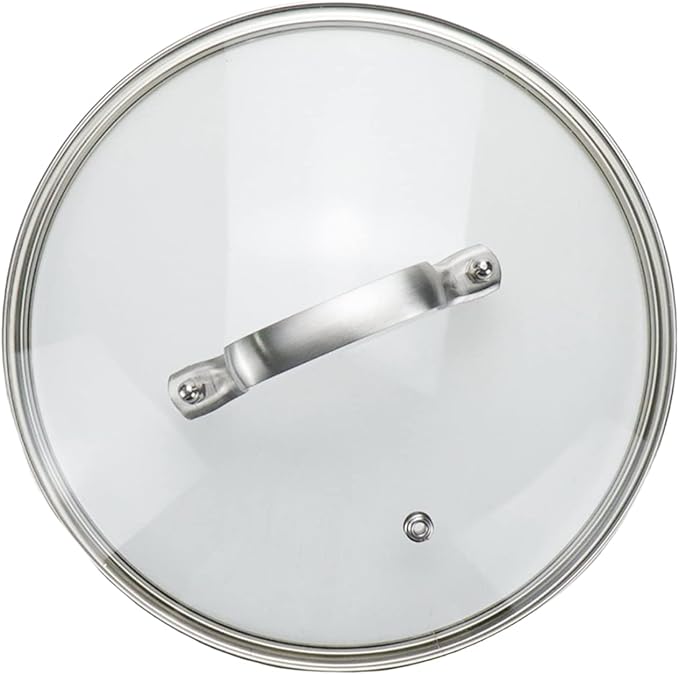 9 Inch Clear Glass Pot Lid for Frying Pan Replacement Cover Can Withstand 356Â°F (180â) with Stainless Steel Arch Bridge Handle,Matte Silver