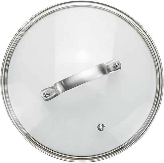 9 Inch Clear Glass Pot Lid for Frying Pan Replacement Cover Can Withstand 356Â°F (180â) with Stainless Steel Arch Bridge Handle,Matte Silver