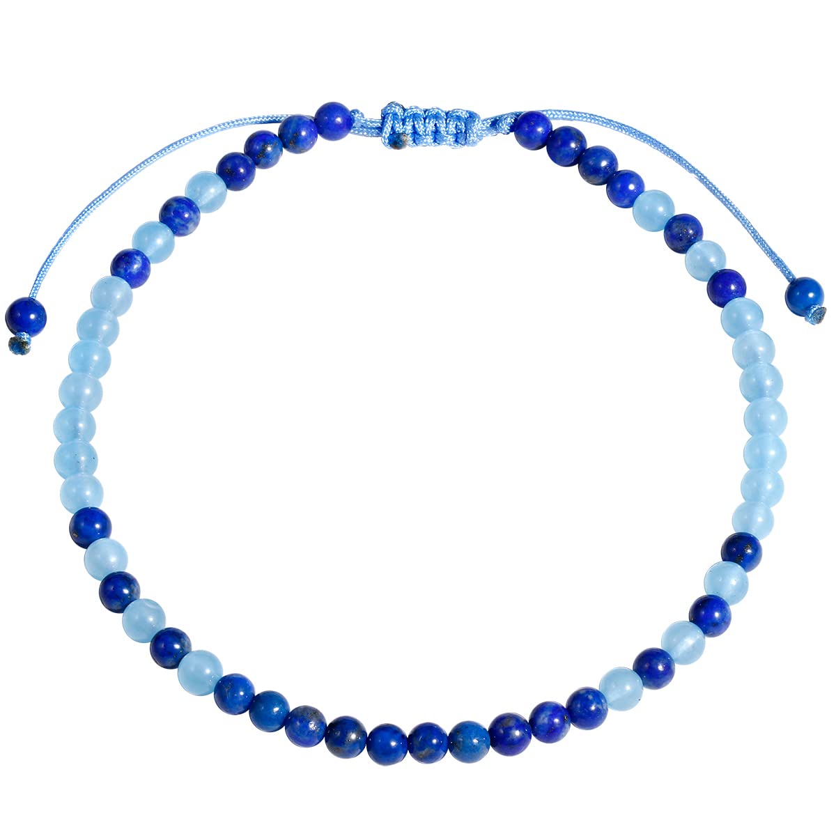 Jewever Agate Beads Anklet Bracelet for Women Healing Energy Crystals and Gemstones Beach Foot Beaded Jewelry Gifts (Blue Agate/Lapis lazuli)