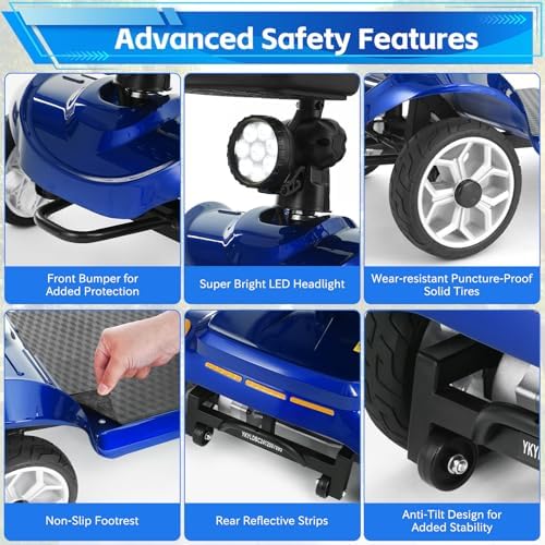 15 Miles Ecomobi MS01 4 Wheels Mobility Scooter for Adults/Seniors, 350W Powered Electric Wheelchair Device w/360WH Battery, 300LBS Capacity, Cup Holder/Rotating Seat, Compact Duty Mobile for Elderly