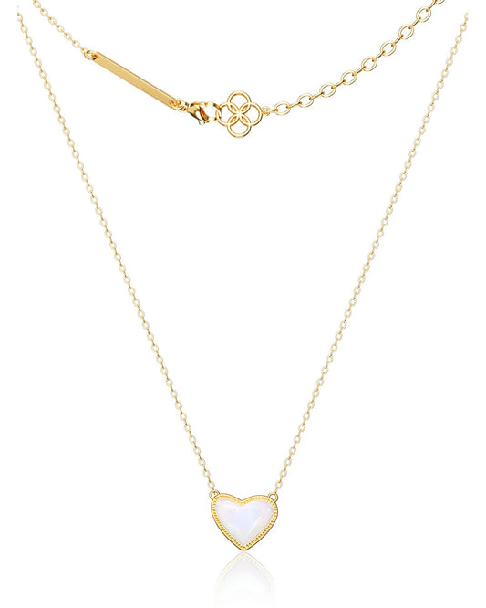 AICase 18K Gold Plated Heart Pendant Necklace for Women,Fashion Dainty Simple Adjustable Length Jewelry,Anniversary Birthday Gifts for Women/MoM/Sister/Friends/Her/Wife/Grandma/Coworker_White
