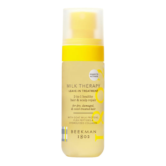 Beekman 1802 Milk Therapy Peptide Leave-In Treatment for Dry, Damaged & Color-Treated Hair – Goat Milk Protein, Collagen & Peptide Formula for Frizz Control, Hydration & Breakage Care – 2 Fl Oz