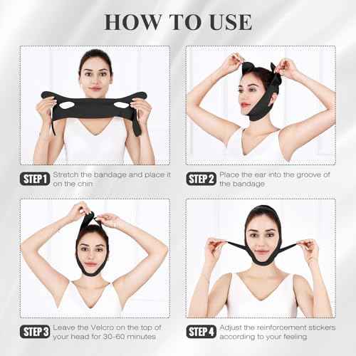 Chin Strap for Sleeping,Double Chin Reducer,Adjustable Chin Strap,Jaw Strap,Jawline Shaper,V Line Lifting Mask,Black,M