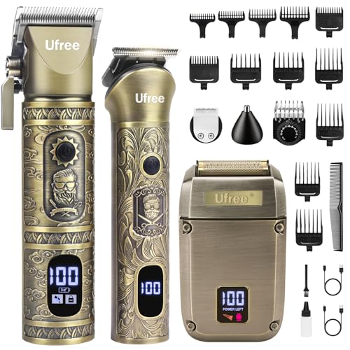 Ufree Beard Trimmer, Hair Clippers Mens Shaver Electric Razor, Hair Trimmer for Men Cordless Barber Clippers and Trimmers Set, Hair Cutting Kit for Men Grooming Gifts
