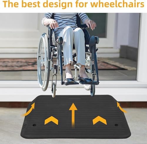 3.5" Rise Rubber Threshold Ramp for Doorways - 33,000 LBS Capacity Wheelchair Ramp, Non-Slip Surface, Portable Driveway Curb Ramps for Home Entry (3.5 in)