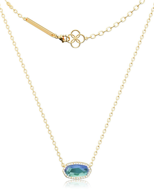 AICase 18K Gold Plated Pendant Necklace for Women,Diamond Rhinestone Dainty Fashion Jewelry,Anniversary Wedding Birthday Gifts for Women/MoM/Sister/Friends/Her/Wife/Grandma/Coworker_Sky Blue