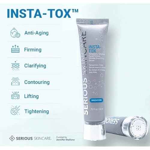 Serious Skincare INSTA-TOX Instant Wrinkle Smoothing Serum - Improves appearance of Fine Lines & Wrinkles - Temporary Skin Tightener - Instant Line Filler - Two .75 Fl Oz Tubes (2Pack)