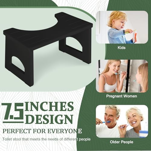 Foldable Toilet Potty Stool for Adults,Wood Portable Squatting Poop Foot Stool, Bathroom Non-Slip Toilet Assistance Step Stool - Gifts for Kids Seniors