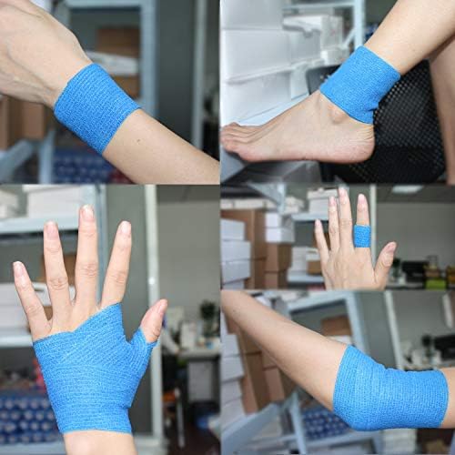 Self Adherent Cohesive Bandage 2"x5 Yards First Aid Bandages Stretch Sport Athletic Wrap Vet Tape for Wrist Ankle Sprain and Swelling,Blue(24 Rolls)