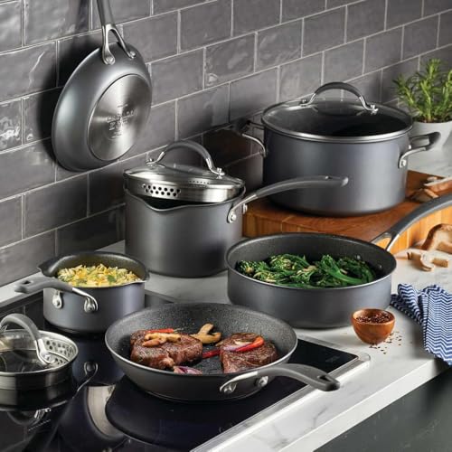 Circulon A1 Series with ScratchDefense Technology Nonstick Induction Cookware/Pots and Pans Set, 9 Piece, Graphite