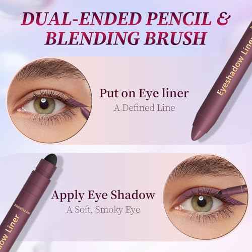 Shadow Liner 2in 1 Eyeliner Eyeshadow, Shadow Liner Duo Plum, Eyeliner + Eyeshadow, Waterproof, Smooth, Long-Lasting & Smudge-Proof Wear,Easy to Color£¨Champagne+Purple£©
