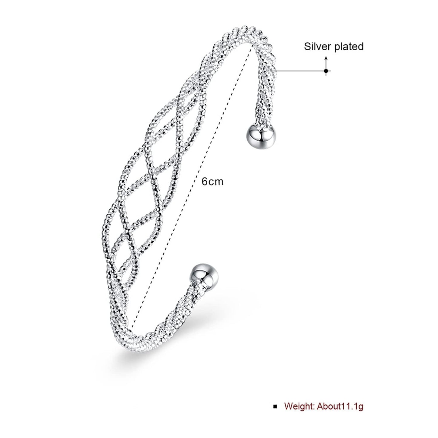 Solid 925 Sterling Silver Bracelet for Women Dainty Open Cuff Bangle Bracelets Trendy Crossover Twisted Bracelet Handmade Adjustable Bracelet Fashion Women Jewelry for Women Teens Birthday Holiday
