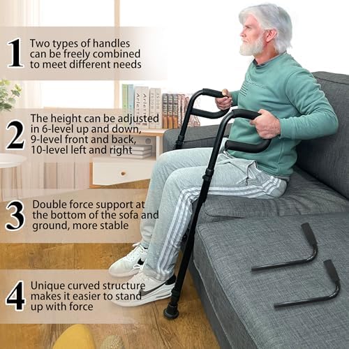Retaodlth Stand Assist - Adjustable Mobility Standing Aid Rail for Couch, Chair - Assistance Handle for Patients, Elderly, Seniors and Disabled, Extra Pair of Handles