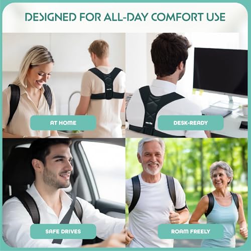 Posture Corrector for Women & Men - Fully Adjustable Back Brace Posture Corrector for Men & Women - Shoulder Brace - Back Straightener - Shoulder Support - Neck, Upper and Mid Spine Support (Medium)