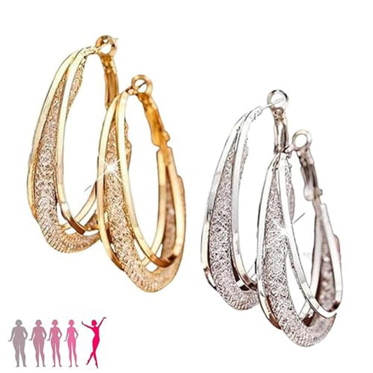 2 Pairs Lymphatic Drainage Slimming Hoop Earrings, Halolux Lymphvity Germanium Earrings Acupuncture Therapy Hoop Earrings Fashion Jewelry Gift For Women Men