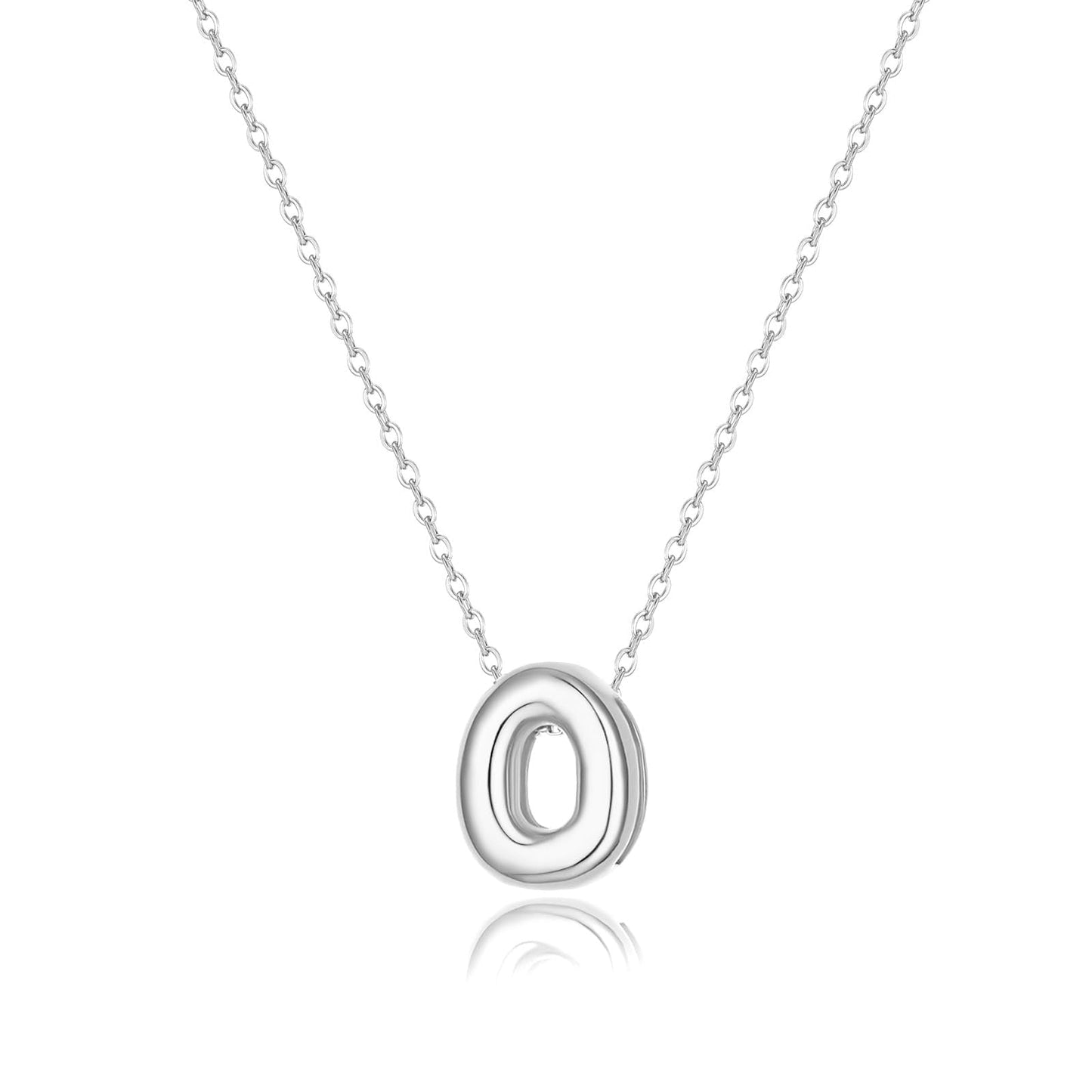 CUEZIY Bubble Silver Letter Necklace Initial Necklaces for Women Dainty Personalized Charm Pendant Name Necklace Cute Non Tarnish Fashion Accessories Teen Gift Trendy Stuff Silver Jewelry Gifts