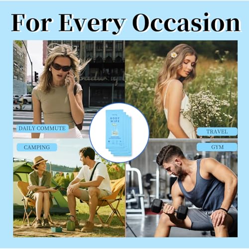 365 Pcs Body Wipes Individually Wrapped (9.29" x 8"), Large Shower Wipes for Adults Bathing No Rinse, Portable Personal Cleansing for Gym, Camping, Hiking, Backpacking,Bulk Homeless Supplies