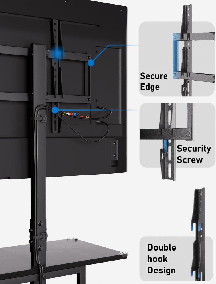 KAMIWI Tall TV Stand with Storage, Entertainment Center with TV Mount UP to 75 inch, Rolling TV Stand on Lockable Wheels for Bedroom, Living Room, Kitchen,Outdoor
