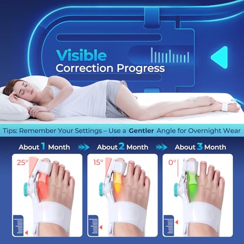 Bunion Corrector for Women Men Big Toe, 2025 Upgraded Adjustable Bunions Fix for Relief, Orthopedic Toe Correction with Anti-slip Heel Strap, Suitable for Left Right Feet, Day Night Support, 1 Pair