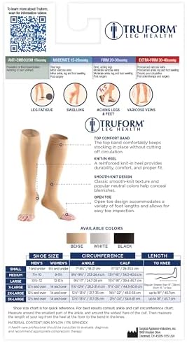 Truform Surgical Stockings, 18 mmHg Compression for Men and Women, Knee High Length, Open Toe, Black, X-Large