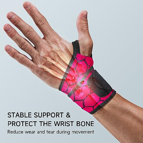 Sport Slim Wrist Wrap - Wrist Brace for Carpal Tunnel Relief, Neoprene-Free Compression Wrist Support for Workout, Adjustable Wrist Guards Fit Right Left Hand (Paradise Pink, 2 Pack)