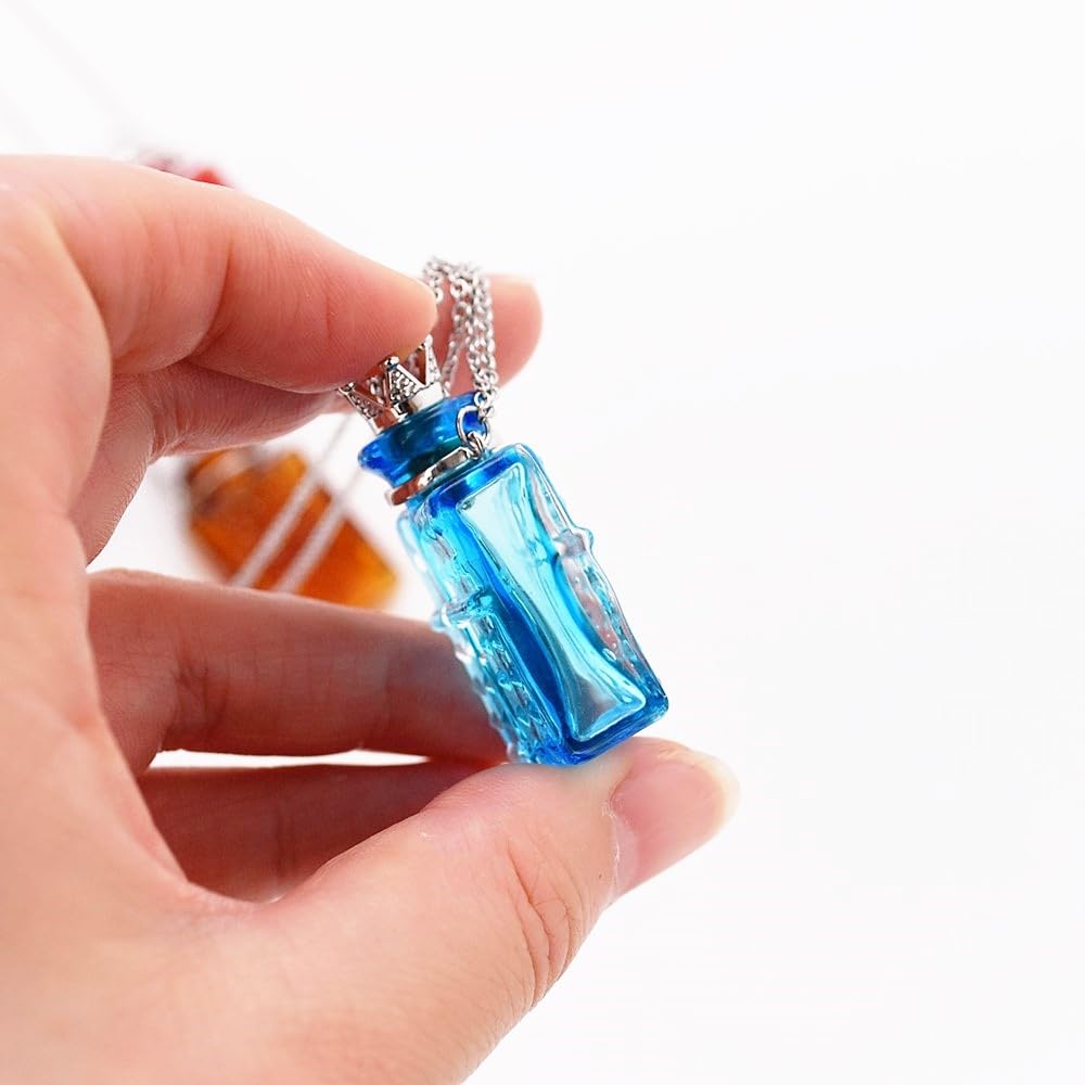 CoolDIY Handcrafted Glaze Glass Square Refillable Essential Oil Necklace Pendant - Aromatherapy Perfume Diffuser Pendant with Stainless Steel Chain (Clear)