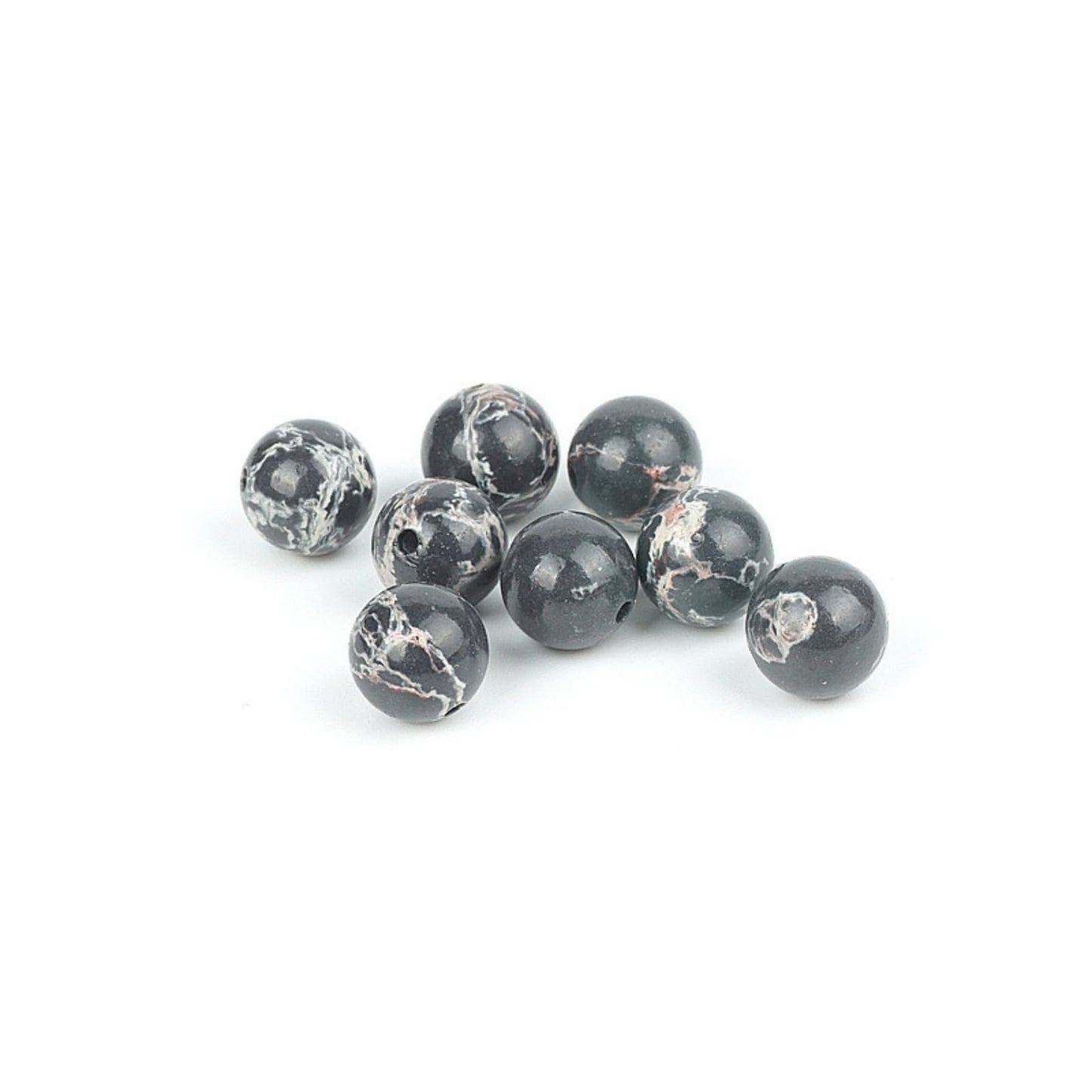 100Pcs Natural Stone 8mm Black Imperial Jasper Round Loose Gemstone Energy Healing Beads Hole Size 1mm DIY Smooth Beads for Bracelet Necklace Earrings Jewelry Making