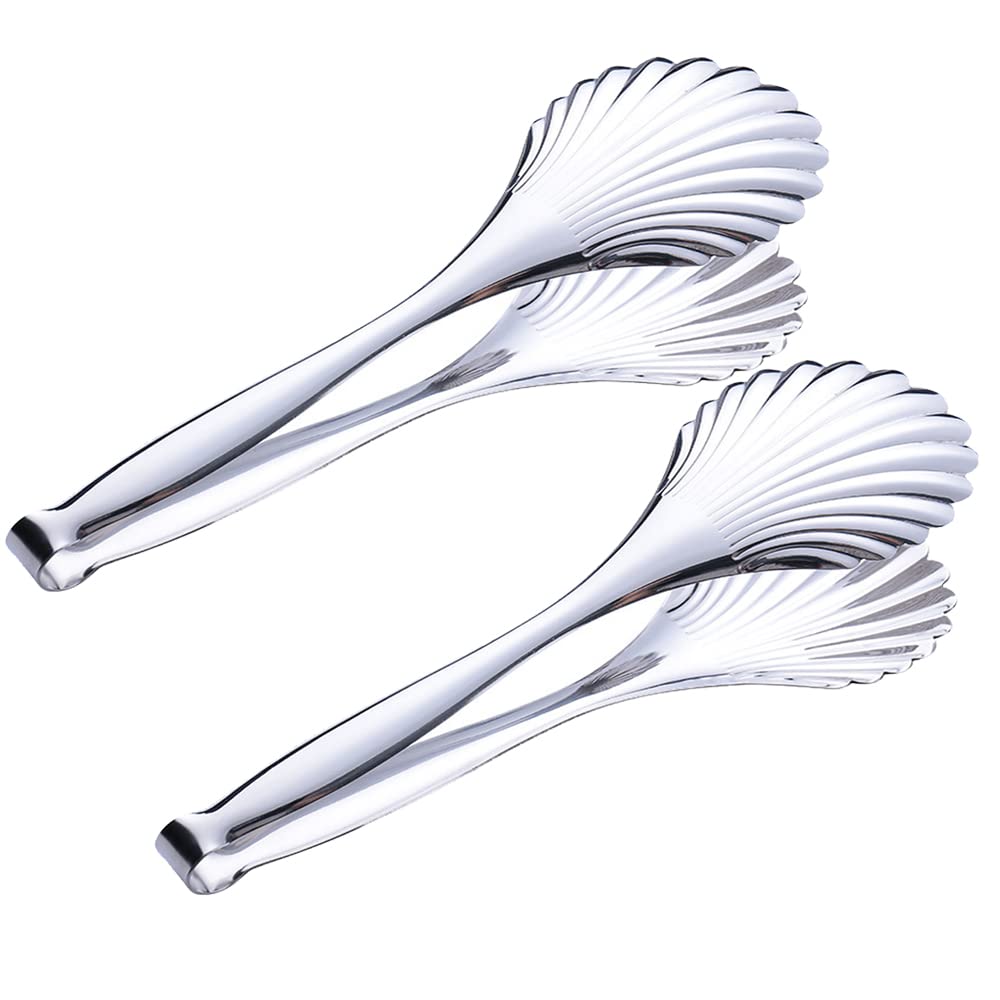 Enwinner Buffet Cooking Serving Tongs, 12 inch Kirsite Catering Chef Food Salad BBQ Serving Utensils, Set of 2(stainless steel) (Stainless Steel)
