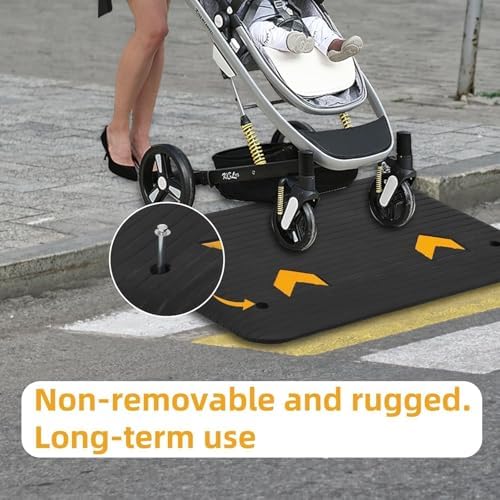 3.5" Rise Rubber Threshold Ramp for Doorways - 33,000 LBS Capacity Wheelchair Ramp, Non-Slip Surface, Portable Driveway Curb Ramps for Home Entry (3.5 in)