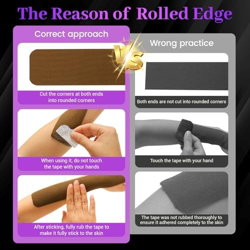 Pro VityElk Kinesiology Tape Uncut Elastic Sports Tape for Muscle Pain Relief & Support - Breathable Waterproof Athletic Tape for Joints, Back, Knees - 2In x 16.4ft /Roll (Beige 4 Roll)