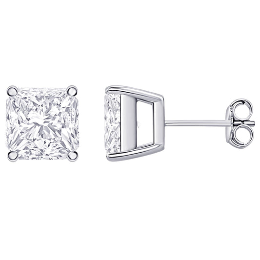 14K White Gold 0.5 Carat Asscher Shape LAB GROWN Diamond IGI Certified Stud Earrings for women 4 Prong Push Back (E/F Color VS2/SI1 CLARITY)
