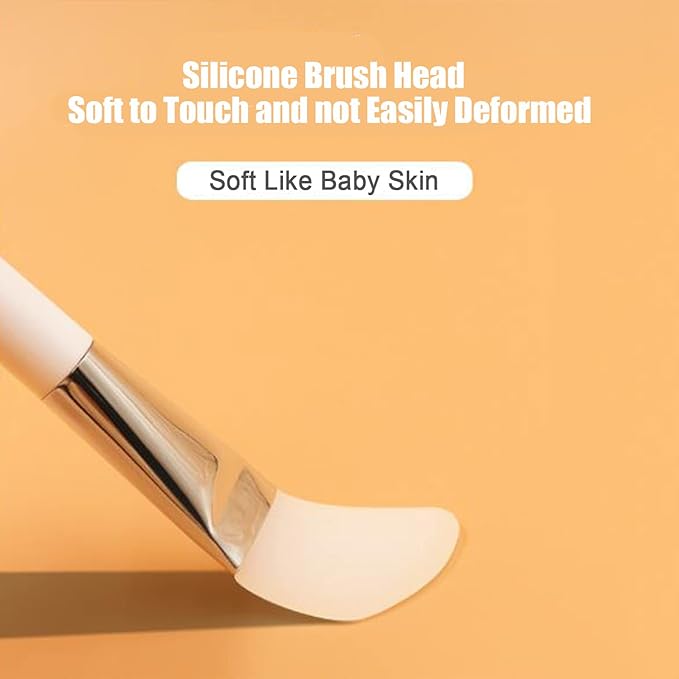 Facial Mask Application Brush, Soft Silicone Tongue Shape White Brush Head Cosmetic Tool for Body Lotion, Mud, Clay, Charcoal Mixed Mask