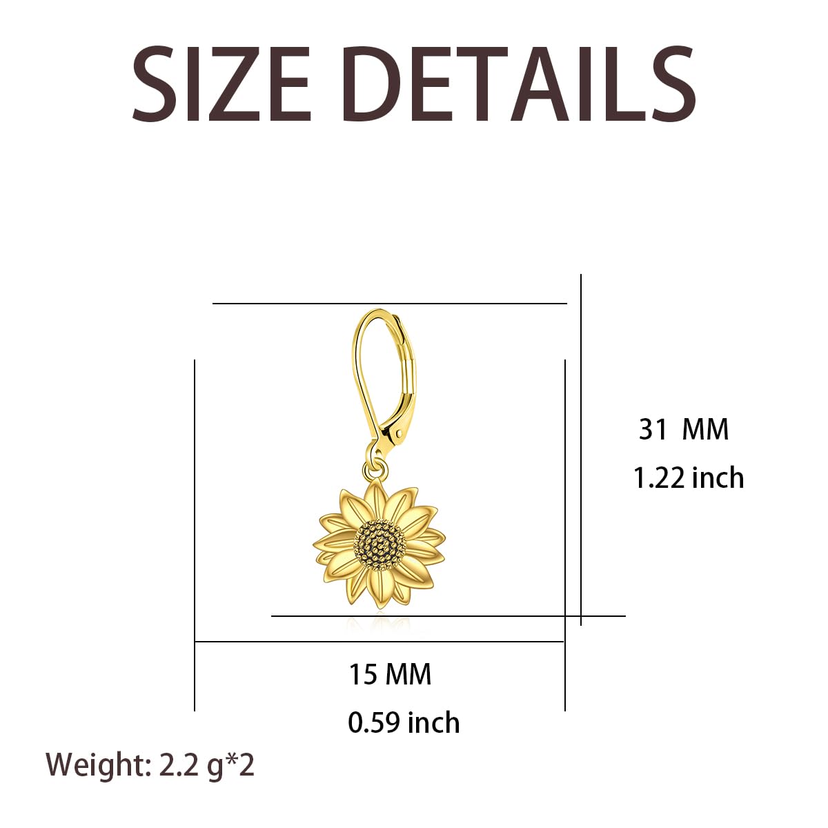 TALYKONG Sunflower Earrings for Women Sunflower Gold Plated Leverback Dangle Earrings Hypoallergenic Jewelry Gifts for Women (sunflower earrings)